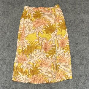 Tahari floral linen wrap skirt